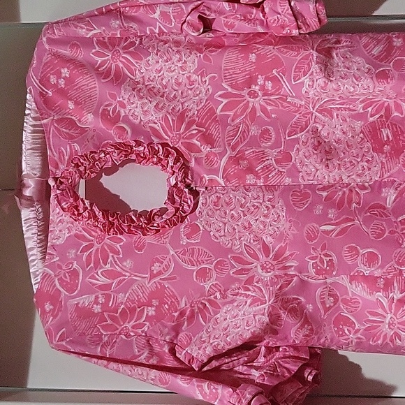 LILLY PULITZER Pink Floral Print Ruffle Sleeve Cut Out Keyhole Shift Dress. - Picture 4 of 5